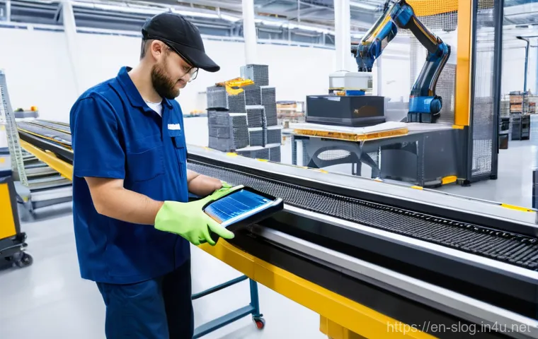 스마트물류 직업 전망 - **Prompt:** A diverse team of Robotics Engineers, dressed in clean, modern work attire (professional...